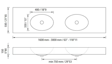 ELIPSE SYSTEM DOUBLE - Wall-mounted double round Solid Surface washbasin by MOMA Design - view 3